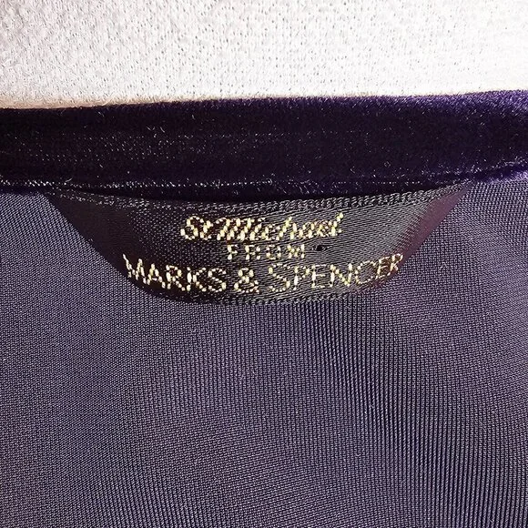 Dark Purple Velvet Empire Maxi Dress St Michael Marks & Spencer Vintage - Picture 6 of 6